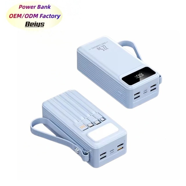 Bestseller High Capacity 60000mAh Power Bank 22.5W Fast Charge Built-in Cables PD20W Portable Charger with Lanyard LED Display