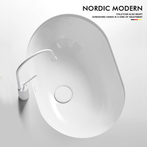 <span class=keywords><strong>Lavabo</strong></span> de cerámica ovalado moderno, <span class=keywords><strong>lavabo</strong></span> de fácil limpieza para balcón, hogar y hotel/baño, para espacios comerciales domésticos modernos - Product Image 5