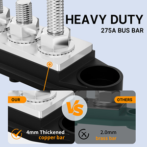 บัสบาร์แบตเตอรี่รถยนต์ 12V DC 275A บัสบาร์ขนาด 6 x 5/16"(M8) บล็อกจ่ายไฟสำหรับเครื่องเสียงรถยนต์ - Product Image 3