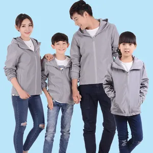 Plus Size jaquetas masculinas S-7xl família casal jaqueta lisa casual manga longa à prova de vento disjuntor com capuz crianças jaqueta