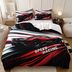 Copripiumino Stampato con Motivi di Auto Sportive di Lusso e Competizioni, Lenzuolo con Angoli Adatto per Set da Letto Maschile - Product Image 5