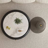 Meuble TV et Table Basse Combinés Durables et Mobiles, Style Moderne de Luxe, en Bois et Plateau en Marbre, pour Salon et Appartement Compact, avec Rangement