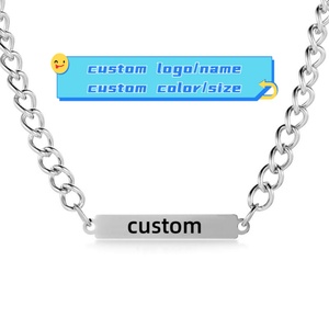 Collar con Colgante de Barra Lisa de Diseño Sencillo, Superventas, con Logotipo Personalizado, Collar con Colgante de Acero Inoxidable - Product Image 2