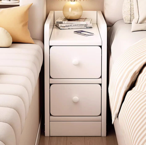 Ultra-Narrow Wooden Bedside Table 2 <strong>Drawers</strong> Small Size <strong>Mini</strong> Storage Cabinet Multifunctional Modern Bedroom Hotel Home Furniture - Product Image 5