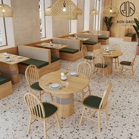 Schicke westliche Restaurantmöbel Sofa und Stühle frisch grün Restaurant halb runde Massivholzkabine