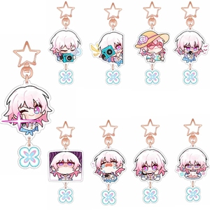 Honkai Star Rail portachiavi Anime versione Q carino <span class=keywords><strong>marzo</strong></span> 7th portachiavi uomo <span class=keywords><strong>donna</strong></span> Kawaii figura acrilico fiocco di neve portachiavi ciondolo regalo - Product Image 1