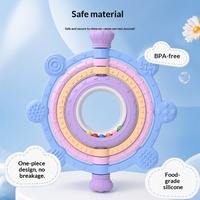 Jouet de confort éducatif pliable en silicone de qualité alimentaire, hochet à agripper, hochet à mâcher pour bébés de 0 à 24 mois