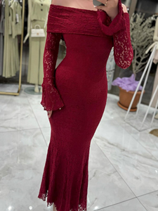 Elegant Green <b>Sequined</b> Mermaid Gown Long Sleeve Floor-Length Formal Dress - Product Image 3