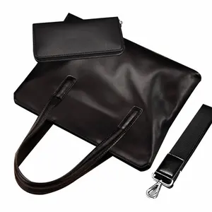 Black Waterproof Custom Famous Brand Briefcase Tote Daily Genuine Cow PU Leather Business Office Bag Man HandBag