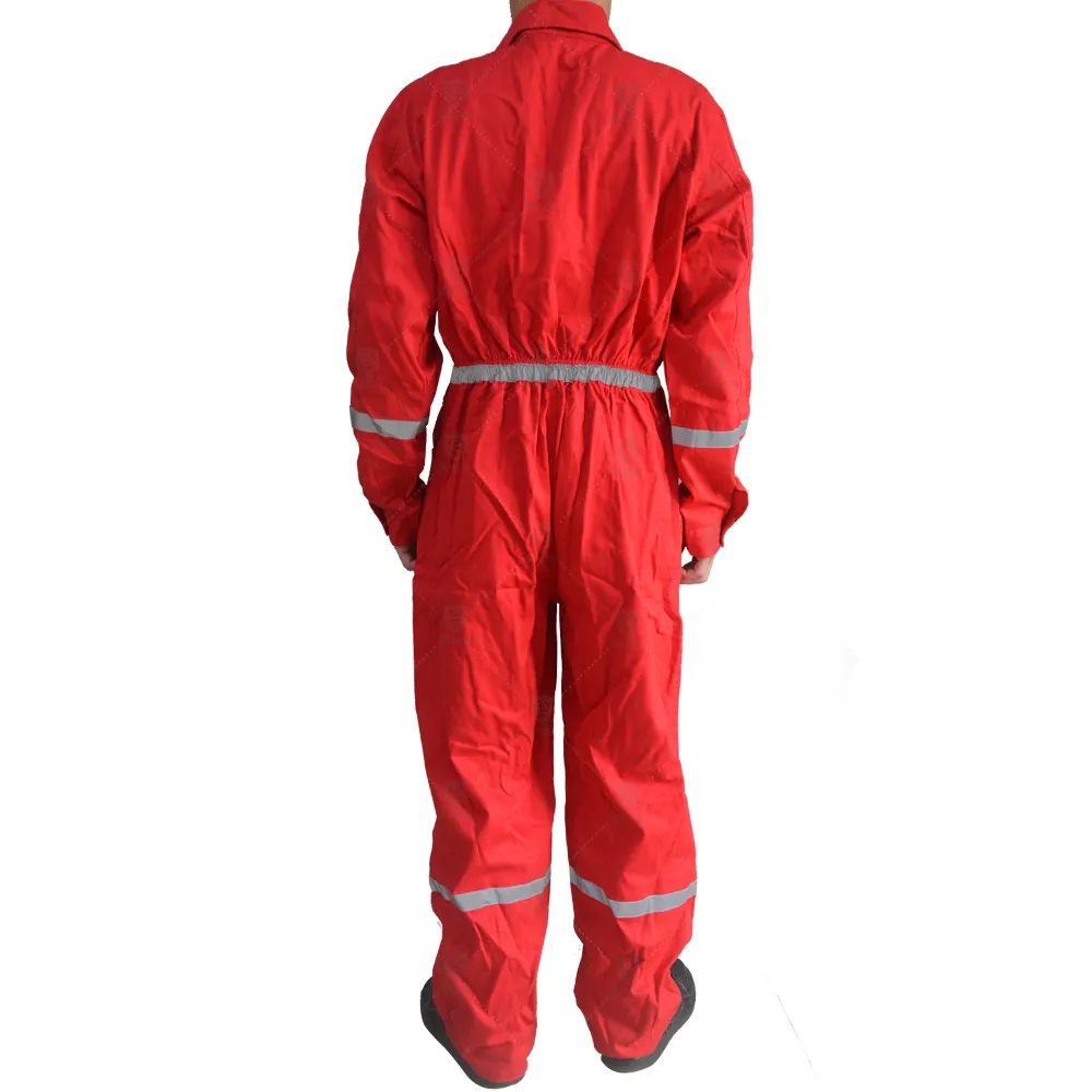 Wholesale customized logo and style red reflective safety overalls suit with pockets