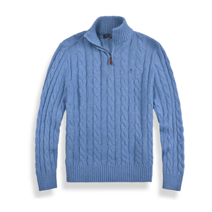 NARI Pull pour hommes en laine de cachemire mélangée avec fermeture à glissière vers le haut tricoté avec col roulé brodé de logo pour unisexe - Product Image 3