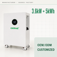 Système solaire tout-en-un avec onduleur et stockage d'énergie 3,6 kW 5 kWh, batterie lithium LiFePO4 25,6 V, BMS intelligent, station d'énergie solaire domestique CKMINE