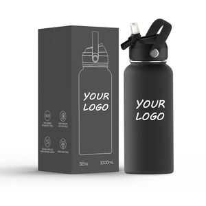 Stainless Steel Insulated Sports Water Bottle with for Straw Lid Wide Mouth and Flip-Top Design Tumblers - Product Image 1