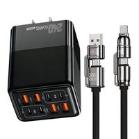 Chargeur mural USB-C PD 240W 8 ports avec prise EU US UK, charge rapide GaN 240W Type-C, charge rapide QC3.0, adaptateur mural USB Type-C