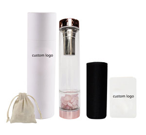 Logotipo personalizado deporte libre de Bpa de cristal de cuarzo rosa Elixir de la botella de agua - Product Image 1