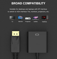 Adaptor Konverter DisplayPort Male ke VGA Female Grosir OEM DP ke VGA, Label Pribadi, Logo Kustom, Pemasok Produsen
