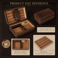 Coffret Humidor de Voyage de Luxe en Cuir et Cèdre Espagnol pour Cigares, avec Briquet, Coupe-Cigares en V et Support, Anti-Humidité, Grande Capacité