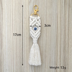 Porte-clés bohème à pompon, pendentif en fil de coton tissé à <span class=keywords><strong>la</strong></span> main pour breloque de sac, nature morte colorée pour mariage, anniversaire - Product Image 1