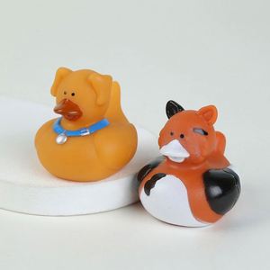 Wholesale Plastic Milk Tea Shop Little Yellow Duck Children's Bathroom <b>Bath</b> Toy Squeaky Squishy Customized Design Gift - Product Image 2