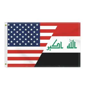 Bandeira personalizada 3x5 FT EUA Bandeira do Iraque, grande bandeira exterior iraquiana da América 100D