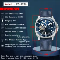 PAGANI 1736 Montre Automatique Homme Japon TMI NH39 Tourbillon Squelette Saphir Cristal Mécanique Montre-Bracelet 200M Étanche