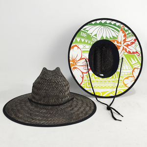 Chapeau de plage d'été de sauveteur noir de style polynésien de logo de broderie personnalisée pour femmes vente <span class=keywords><strong>en</strong></span> gros - Product Image 3