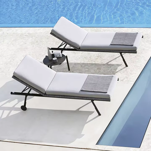 Chaise longue <span class=keywords><strong>de</strong></span> plage avec roulettes, lit <span class=keywords><strong>de</strong></span> jour extérieur, Teslin imperméable, pliable, design contemporain, lit <span class=keywords><strong>de</strong></span> <span class=keywords><strong>soleil</strong></span>, vente chaude - Product Image 1