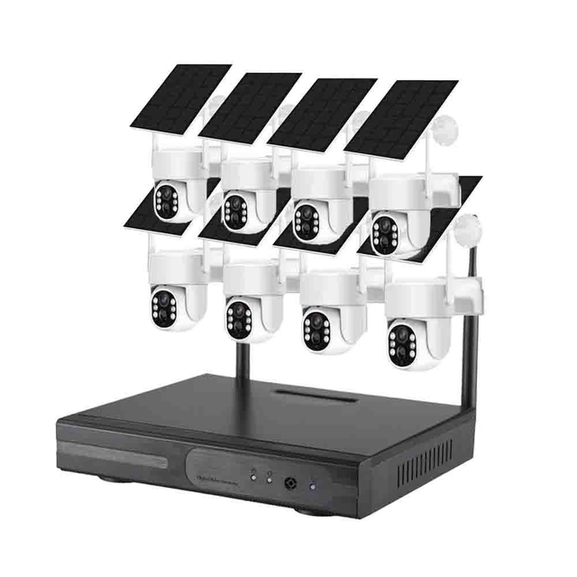 4MP Eseecloud 8 Channel CCTV System Security DVR Kit 8CH Wireless NVR Pan-Tilt CMOS Low Power Consumption Solar PTZ Camera Set
