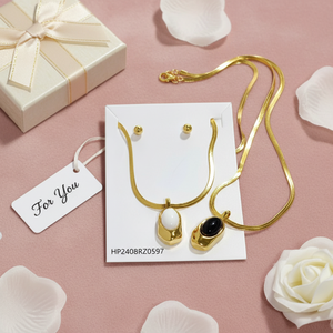 Conjunto de Joyería de Acero Inoxidable Chapado en Oro para Mujer con Collar, Pulsera, Aretes y Anillo de Perlas de Imitación, Accesorios de Moda para Regalo - Product Image 3