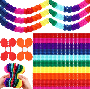 Colorido Arco Iris trébol de cuatro hojas flores de papel guirnalda decoración reutilizable Serpentinas de fiesta guirnalda colgante adorno de flores de tejido - Product Image 1