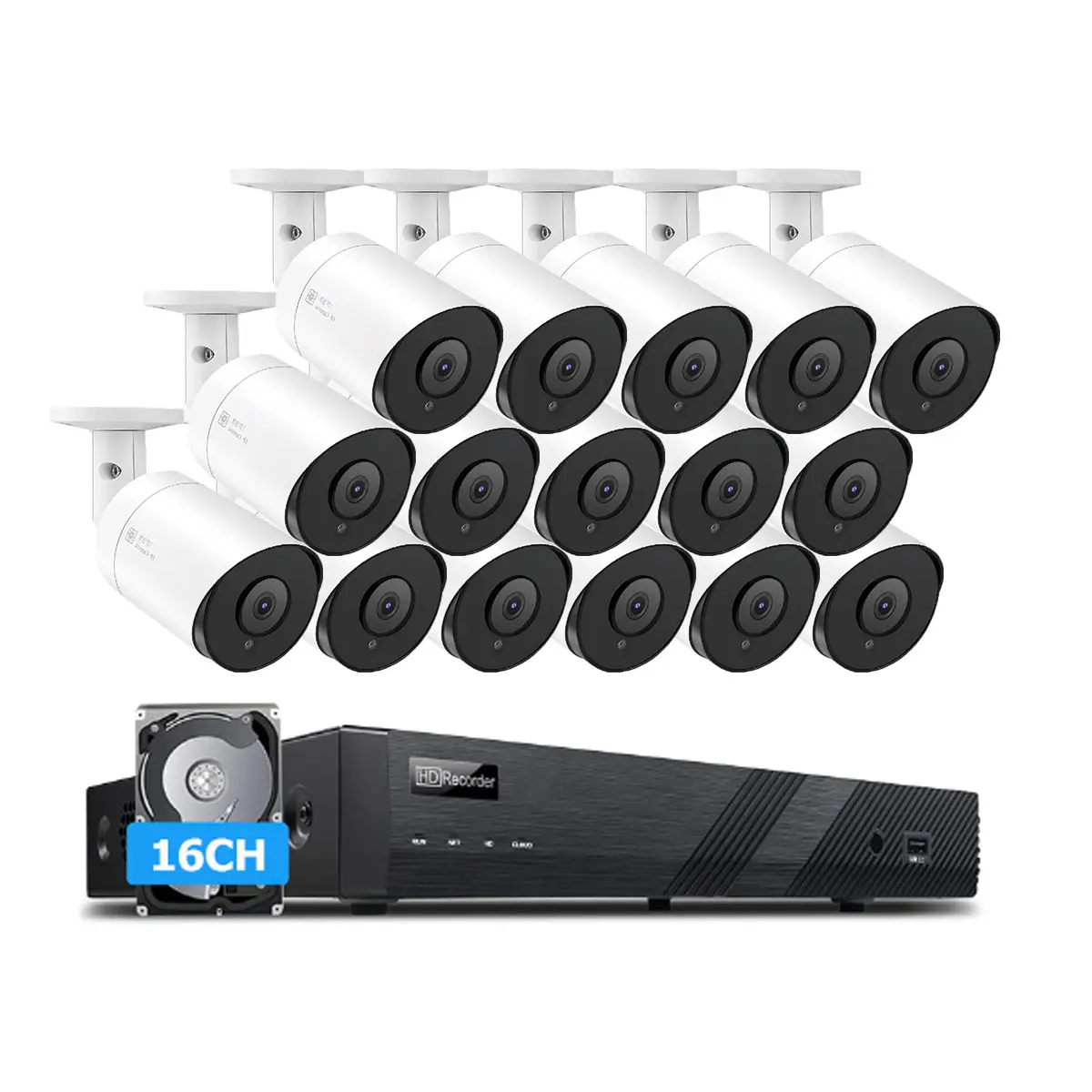 nvr security system 16ch poe surveillance cameras kit poe ip cameras 5 mp bullet outdoor audio night vision