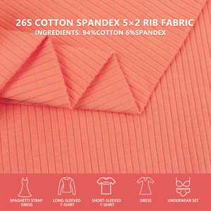 Tissu côtelé 5x2 en coton et élasthanne 26S, largeur 165 cm, 250 g/m², extensible dans les deux sens, matière tricotée pour t-shirts, sous-vêtements et vêtements. - Product Image 2