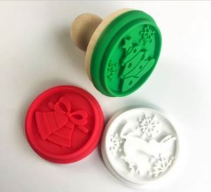 3D Christmas Silicone Cookie Stamp with Wooden Handle Baking & Pastry Tool - Product Image 2