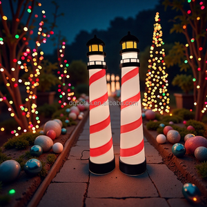 Outdoor LED-<b>Lighted</b> Xmas Lighthouse North <b>Pole</b> Sign Holiday Winter Lawn Yard Decorations - Product Image 3