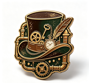 Pin de metal esmaltado personalizado con diseño de engranaje vintage, llavero, reloj de bolsillo y logotipo de pluma, para regalo y ropa - Product Image 2