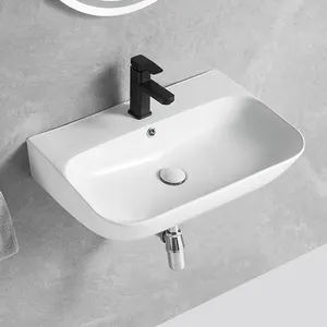 Luxury Hand Porcelain Ceramic Wash Basin High Grade Custom Wall Hung Basic Durable Modern Bathroom Sink