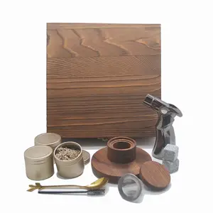 Old Fashioned Cocktail Smoker Kit Different Wood With Torch New Release And Ice Stones Wooden Box