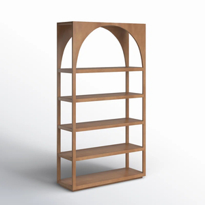 Estantería de Madera Arqueada y Vitrina, Librería Abierta Moderna de 5 Niveles para Sala de Estar, Muebles Elegantes para Sala de Estar - Product Image 2