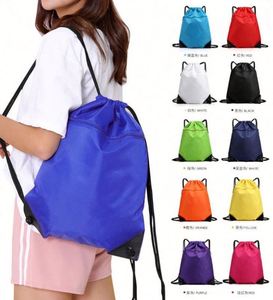 Sac à dos en polyester 210D avec cordon de serrage, poignée, logo personnalisé, pochette pour ordinateur portable, couleurs personnalisées - Cadeau promotionnel écologique pour la vente en ligne - Product Image 2