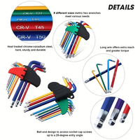 Juego de Llaves Torx de 9 Piezas T20-T50, Coloridas, Métricas, Universales, con Cabeza Torx, Llaves Allen en Forma de L, Destornilladores, Herramientas Manuales para Reparación