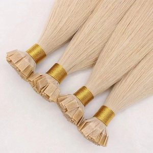 Extensioni di capelli umani Remy con punta piatta, lisci, pre-incollati, a micro-attacco, con cuticole completamente allineate, a doppia trama, di origine europea - Product Image 1