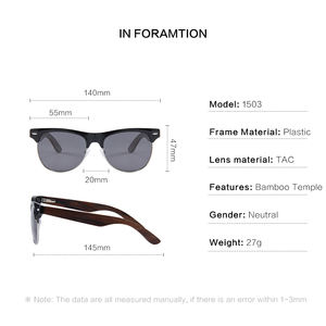 2025 classique demi-monture en bois bambou lunettes de soleil vente chaude mode lunettes de soleil métal en bois polarisé lentille lunettes de soleil - Product Image 3