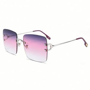 Lunettes de soleil carrées en métal de luxe rétro 2020, UV400, sans monture, dégradées pour femmes - Product Image 1