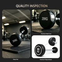 Barre d'haltères à poids fixe CPU 10-50 kg, barre en acier recouverte de PU et moletée pour la musculation des biceps à domicile