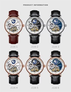 Montre mécanique automatique KINYUED pour homme, bracelet en cuir, phase de lune, étanche 3 ATM, affichage lumineux, vente en gros - Product Image 6
