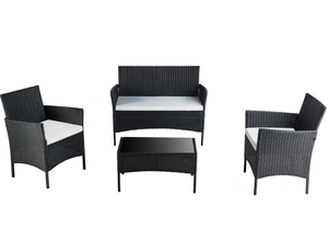Divano da Giardino Portatile in Stile Contemporaneo, 4 Posti, in Vimini e <span class=keywords><strong>Rattan</strong></span> con Telaio in Ferro, Ecologico, Durevole e Confortevole - Product Image 4