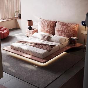 Moderne minimalistische modetrend: zwevend <span class=keywords><strong>bed</strong></span> met bloemblaadjes, prinsessenroze, luxe gestoffeerde master bedroom - Product Image 2