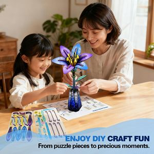 Puzzle en bois 3D de fleurs de lys violettes pour adultes, kit de construction de modèles artisanaux DIY, idéal pour les femmes, les mamans, les grand-mères pour la fête des mères - Product Image 6