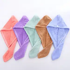 Microfiber Sneldrogende Tulband Super Absorberende Vrouwen Haar Wrap Met Knop Dikker Hoofd Wrap Snel Drogen Haar Handdoek