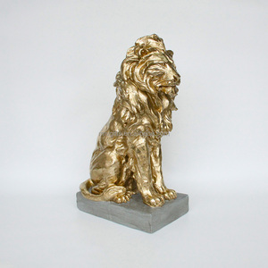 Lớn Nhựa Vàng Ngồi Sư Tử Bức Tượng Ma Thuật Động Vật Hoang Dã Thủ Công Mỹ Nghệ Trang Trí Nội Thất Vườn Polyresin Điêu Khắc Mô Hình Hình Nghệ Thuật - Product Image 3